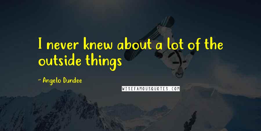 Angelo Dundee Quotes: I never knew about a lot of the outside things