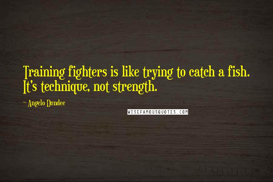 Angelo Dundee Quotes: Training fighters is like trying to catch a fish. It's technique, not strength.