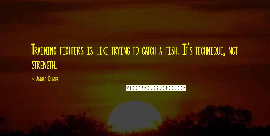 Angelo Dundee Quotes: Training fighters is like trying to catch a fish. It's technique, not strength.