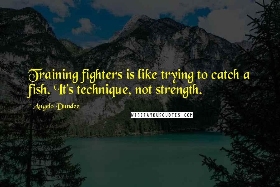 Angelo Dundee Quotes: Training fighters is like trying to catch a fish. It's technique, not strength.