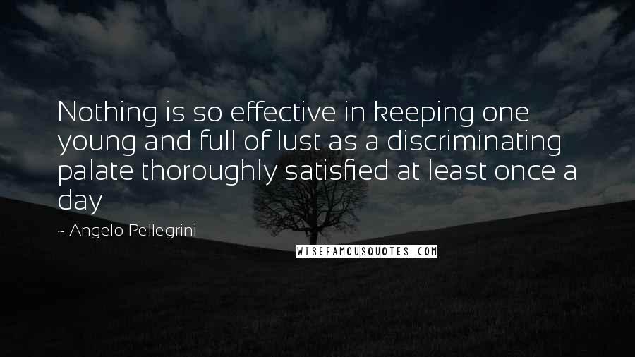 Angelo Pellegrini Quotes: Nothing is so effective in keeping one young and full of lust as a discriminating palate thoroughly satisfied at least once a day