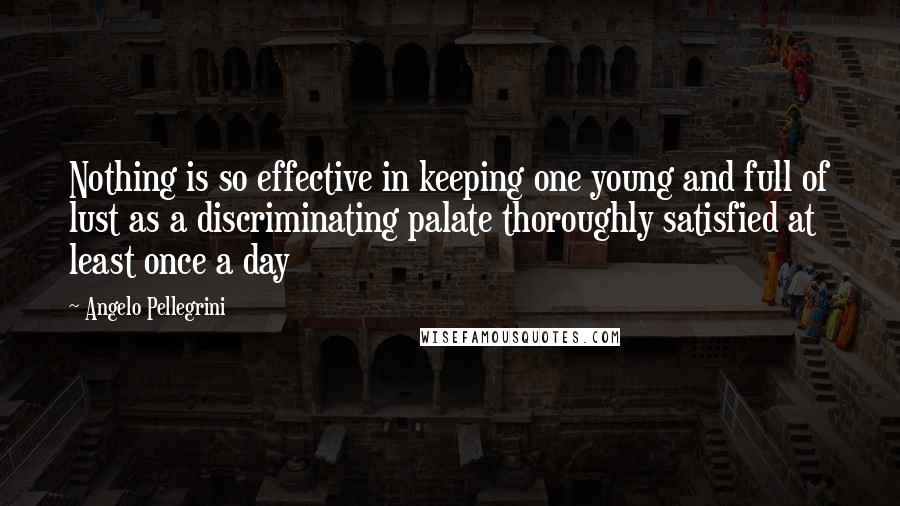 Angelo Pellegrini Quotes: Nothing is so effective in keeping one young and full of lust as a discriminating palate thoroughly satisfied at least once a day