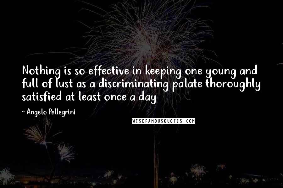 Angelo Pellegrini Quotes: Nothing is so effective in keeping one young and full of lust as a discriminating palate thoroughly satisfied at least once a day