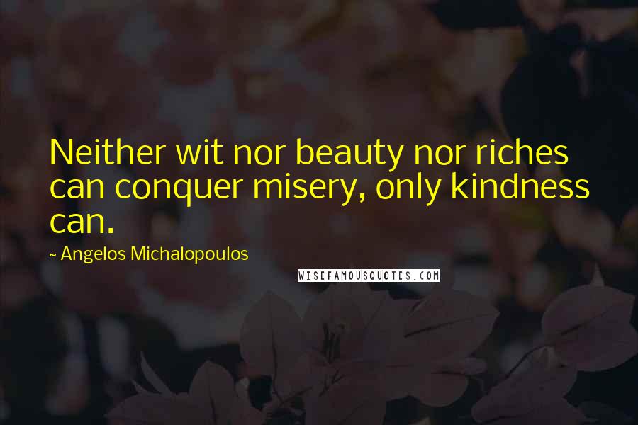 Angelos Michalopoulos Quotes: Neither wit nor beauty nor riches can conquer misery, only kindness can.