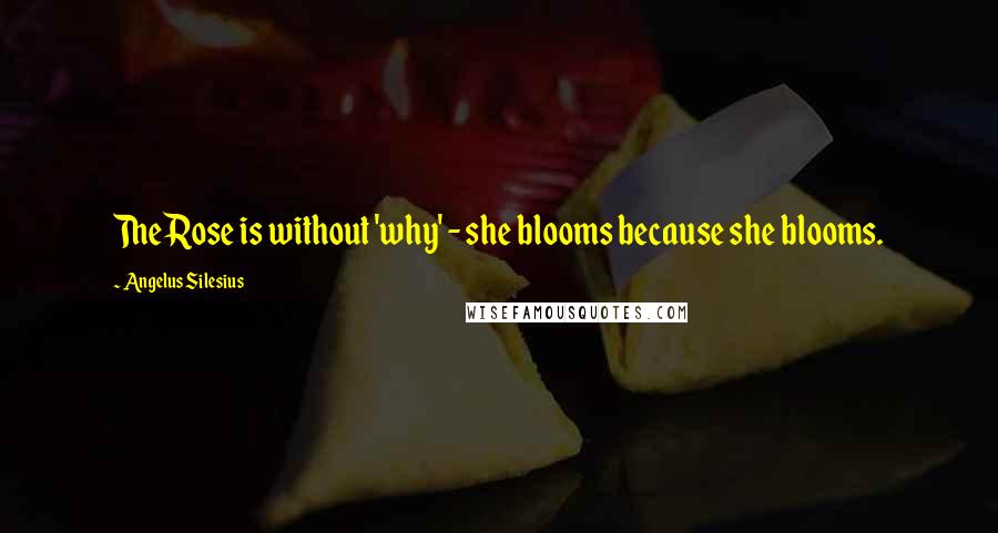 Angelus Silesius Quotes: The Rose is without 'why' - she blooms because she blooms.
