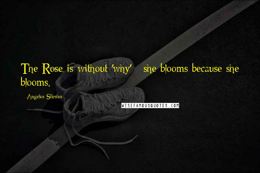 Angelus Silesius Quotes: The Rose is without 'why' - she blooms because she blooms.