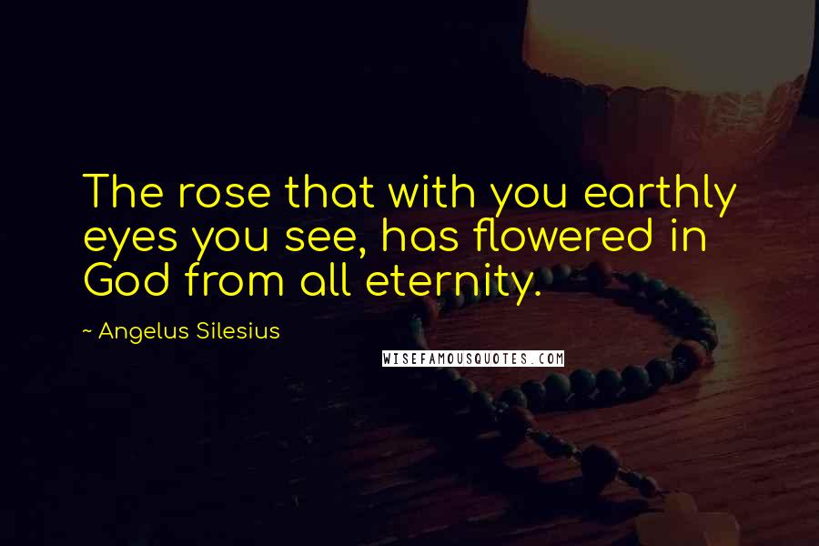 Angelus Silesius Quotes: The rose that with you earthly eyes you see, has flowered in God from all eternity.