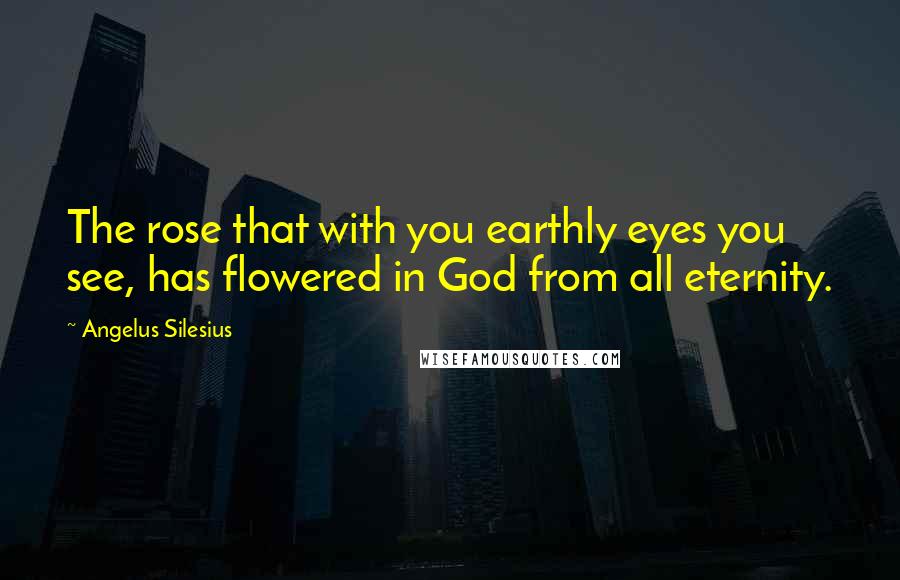 Angelus Silesius Quotes: The rose that with you earthly eyes you see, has flowered in God from all eternity.