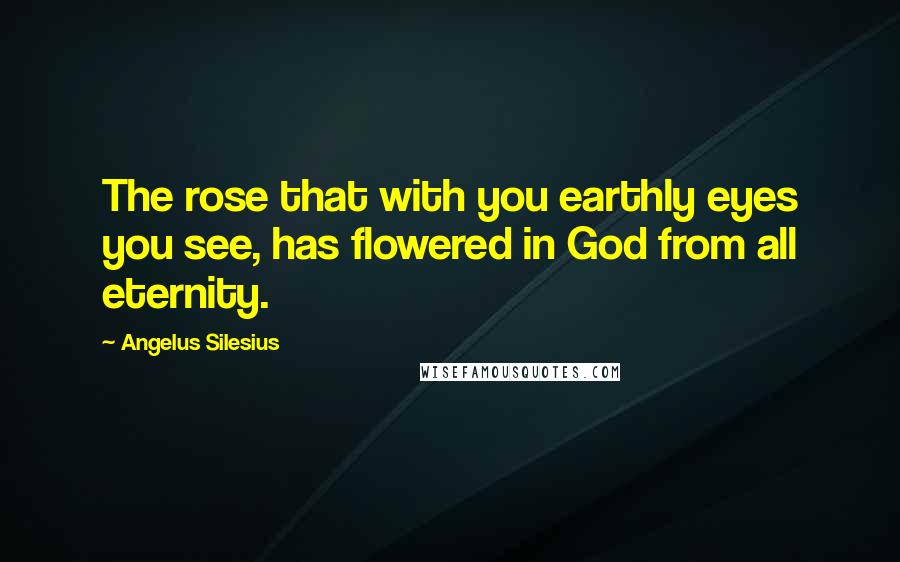 Angelus Silesius Quotes: The rose that with you earthly eyes you see, has flowered in God from all eternity.