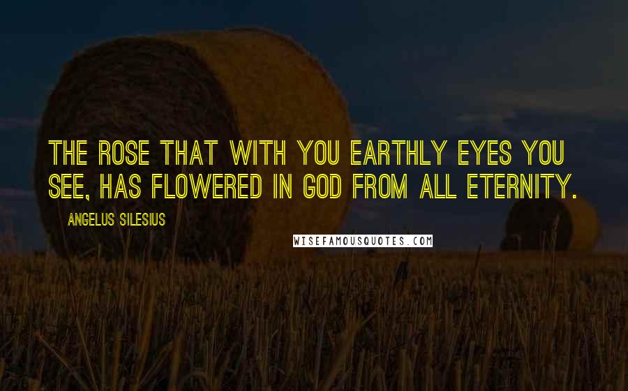 Angelus Silesius Quotes: The rose that with you earthly eyes you see, has flowered in God from all eternity.