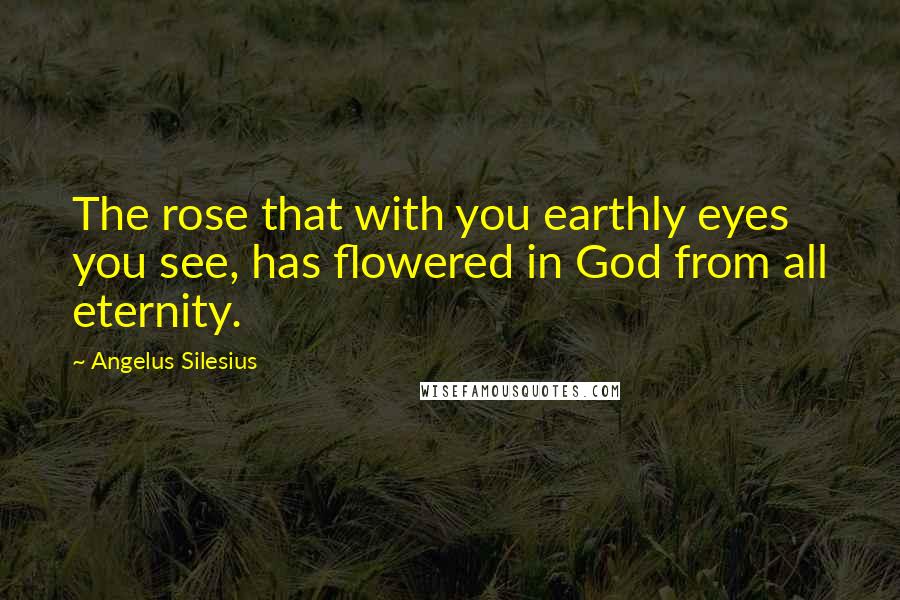 Angelus Silesius Quotes: The rose that with you earthly eyes you see, has flowered in God from all eternity.