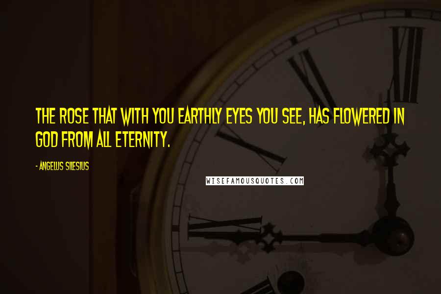 Angelus Silesius Quotes: The rose that with you earthly eyes you see, has flowered in God from all eternity.