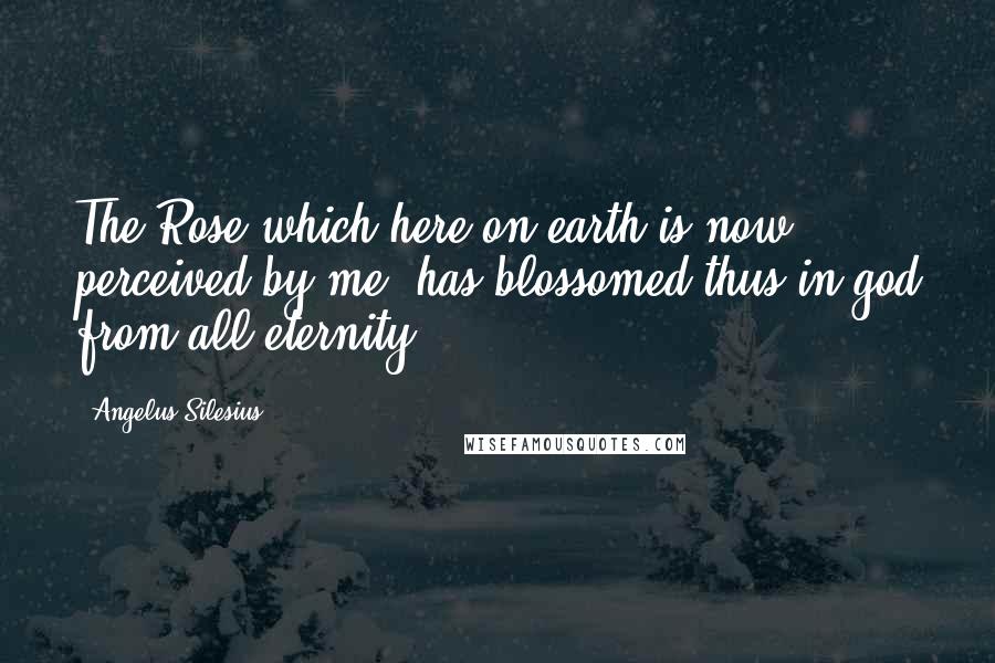 Angelus Silesius Quotes: The Rose which here on earth is now perceived by me, has blossomed thus in god from all eternity.
