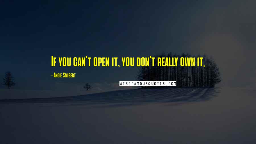 Angie Smibert Quotes: If you can't open it, you don't really own it.