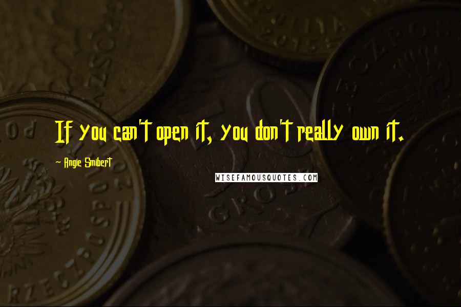 Angie Smibert Quotes: If you can't open it, you don't really own it.