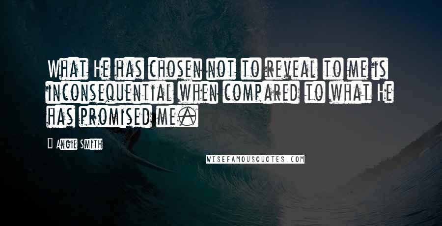 Angie Smith Quotes: What He has chosen not to reveal to me is inconsequential when compared to what He has promised me.