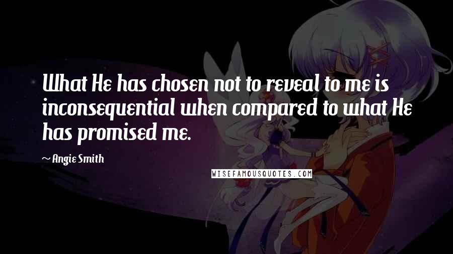 Angie Smith Quotes: What He has chosen not to reveal to me is inconsequential when compared to what He has promised me.