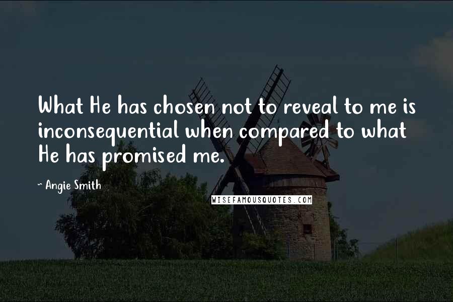 Angie Smith Quotes: What He has chosen not to reveal to me is inconsequential when compared to what He has promised me.