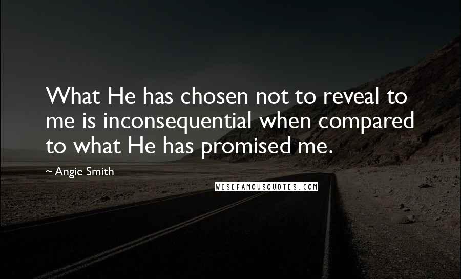 Angie Smith Quotes: What He has chosen not to reveal to me is inconsequential when compared to what He has promised me.