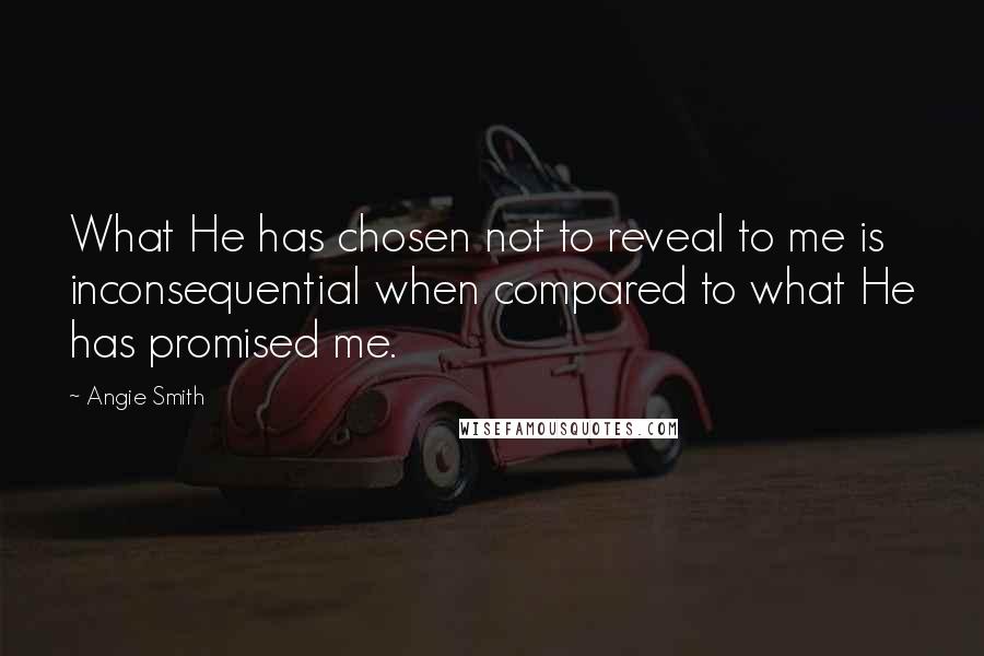 Angie Smith Quotes: What He has chosen not to reveal to me is inconsequential when compared to what He has promised me.