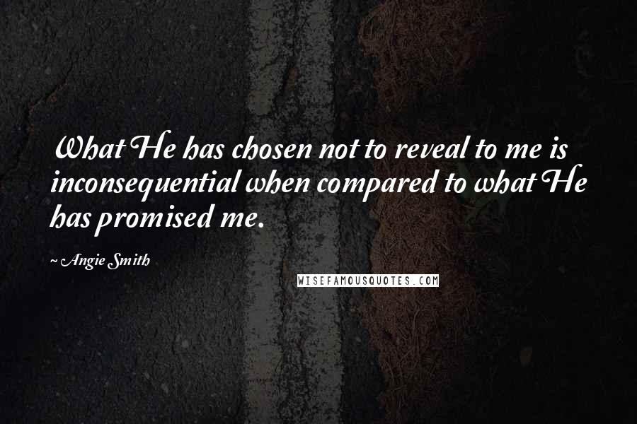 Angie Smith Quotes: What He has chosen not to reveal to me is inconsequential when compared to what He has promised me.