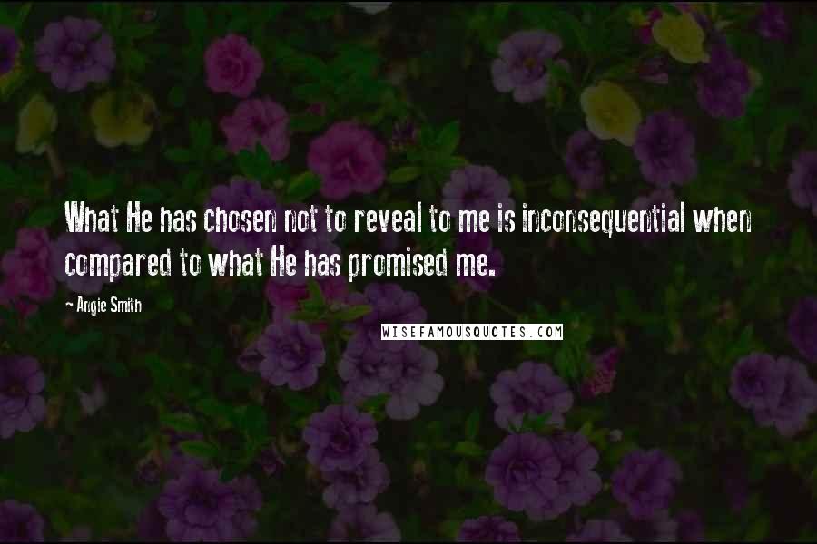 Angie Smith Quotes: What He has chosen not to reveal to me is inconsequential when compared to what He has promised me.