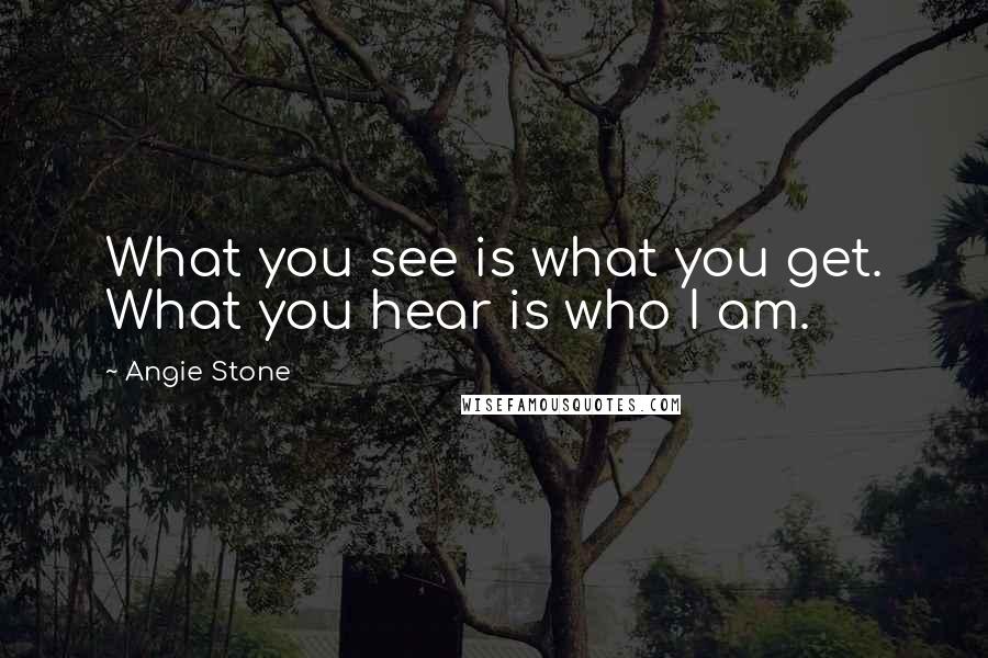 Angie Stone Quotes: What you see is what you get. What you hear is who I am.