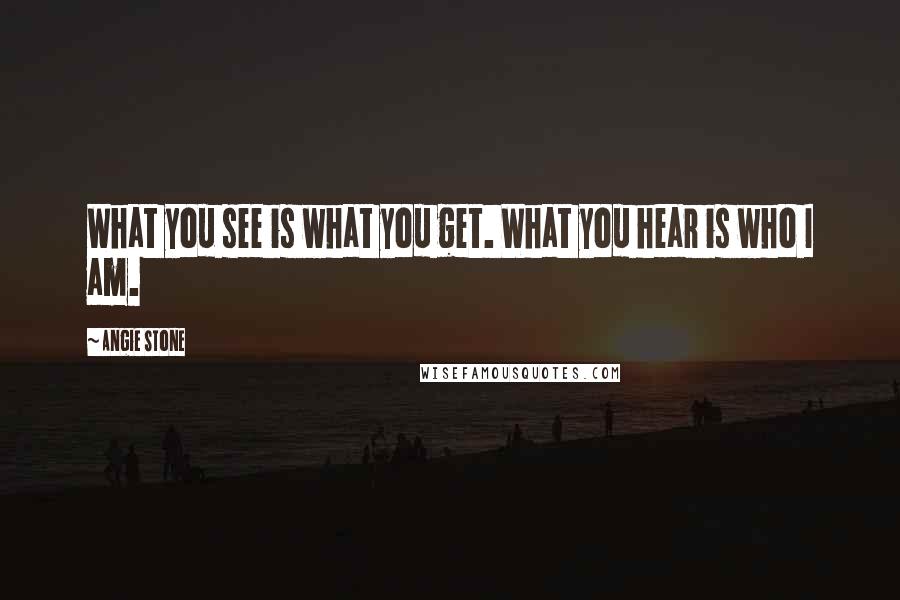 Angie Stone Quotes: What you see is what you get. What you hear is who I am.