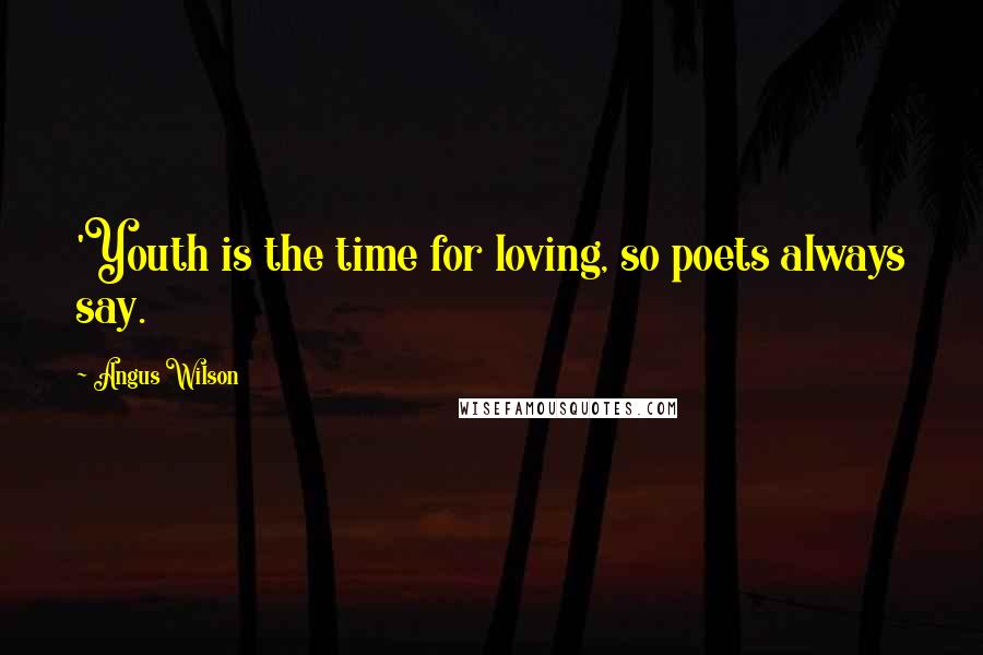 Angus Wilson Quotes: 'Youth is the time for loving, so poets always say.