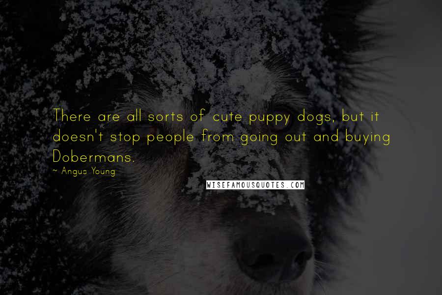 Angus Young Quotes: There are all sorts of cute puppy dogs, but it doesn't stop people from going out and buying Dobermans.