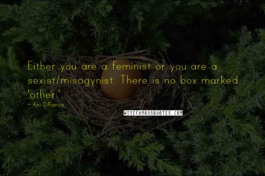 Ani DiFranco Quotes: Either you are a feminist or you are a sexist/misogynist. There is no box marked 'other.'