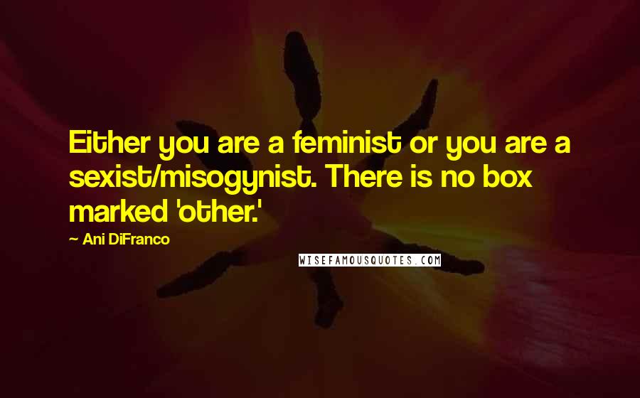 Ani DiFranco Quotes: Either you are a feminist or you are a sexist/misogynist. There is no box marked 'other.'