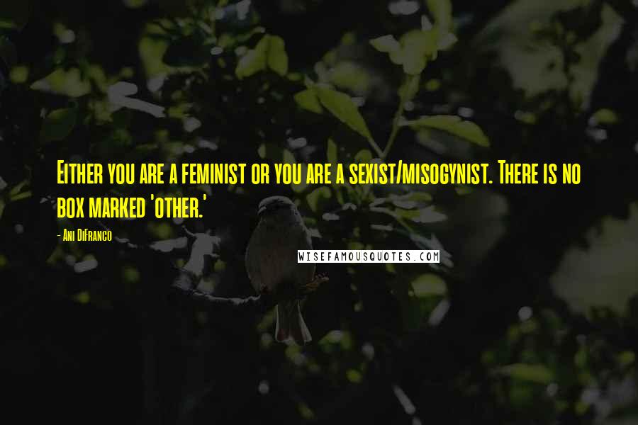 Ani DiFranco Quotes: Either you are a feminist or you are a sexist/misogynist. There is no box marked 'other.'