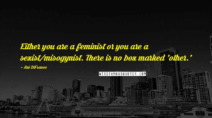 Ani DiFranco Quotes: Either you are a feminist or you are a sexist/misogynist. There is no box marked 'other.'