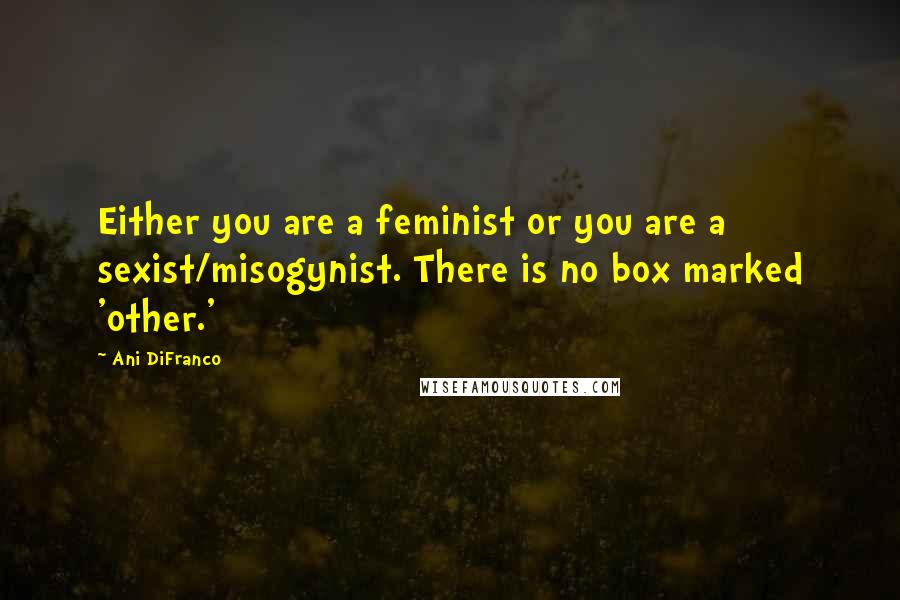 Ani DiFranco Quotes: Either you are a feminist or you are a sexist/misogynist. There is no box marked 'other.'