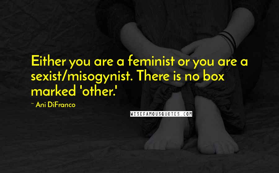 Ani DiFranco Quotes: Either you are a feminist or you are a sexist/misogynist. There is no box marked 'other.'