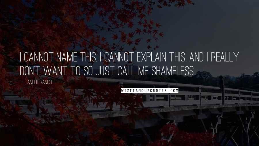 Ani DiFranco Quotes: I cannot name this, I cannot explain this, and I really don't want to so just call me shameless.