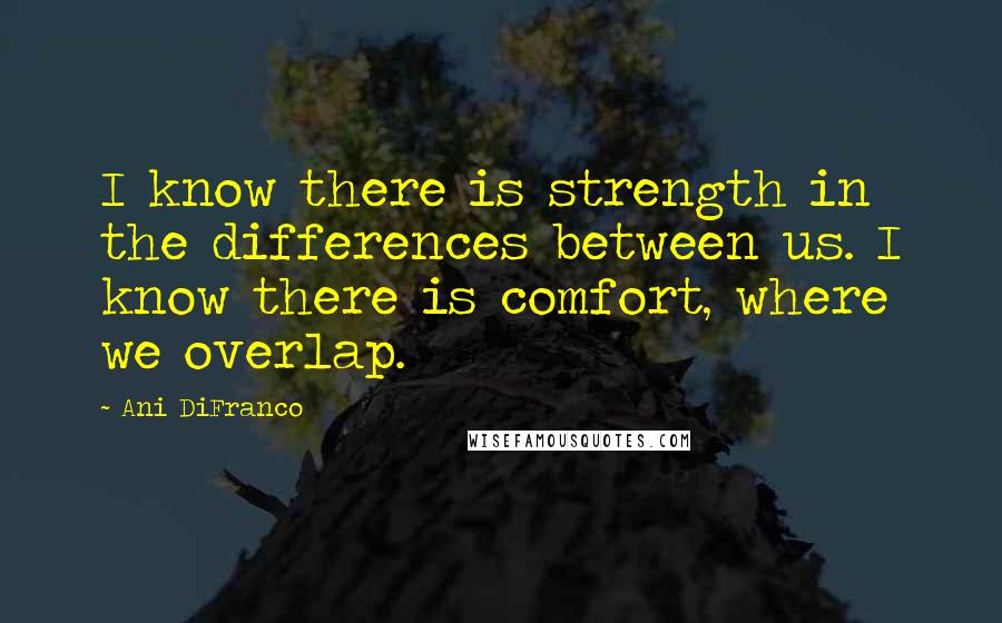 Ani DiFranco Quotes: I know there is strength in the differences between us. I know there is comfort, where we overlap.
