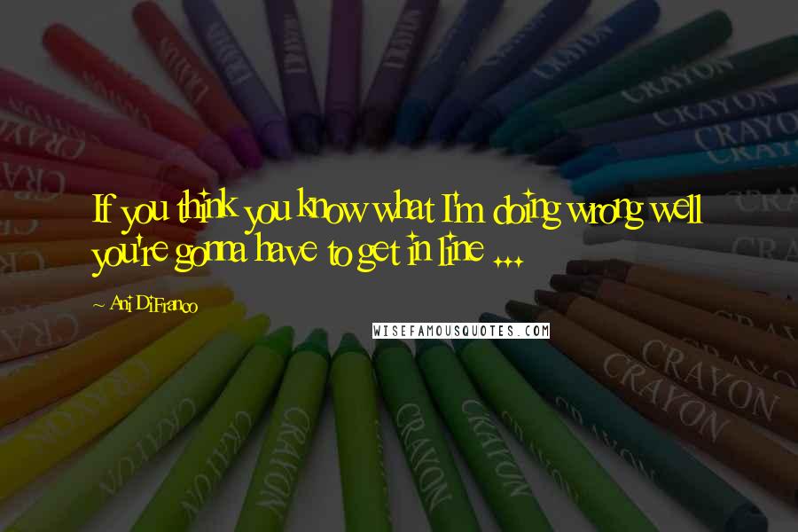 Ani DiFranco Quotes: If you think you know what I'm doing wrong well you're gonna have to get in line ...