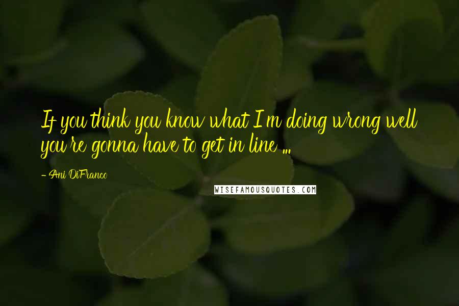 Ani DiFranco Quotes: If you think you know what I'm doing wrong well you're gonna have to get in line ...