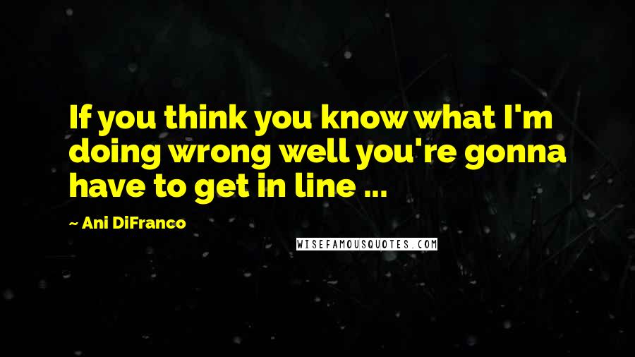 Ani DiFranco Quotes: If you think you know what I'm doing wrong well you're gonna have to get in line ...