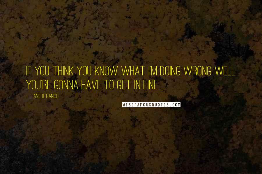 Ani DiFranco Quotes: If you think you know what I'm doing wrong well you're gonna have to get in line ...