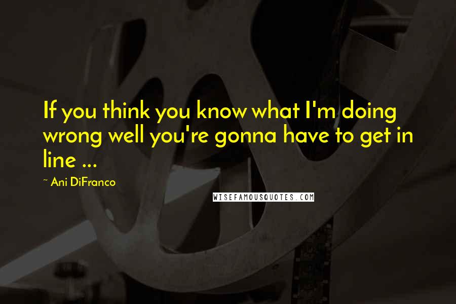 Ani DiFranco Quotes: If you think you know what I'm doing wrong well you're gonna have to get in line ...