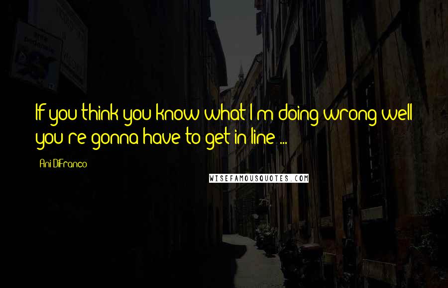 Ani DiFranco Quotes: If you think you know what I'm doing wrong well you're gonna have to get in line ...