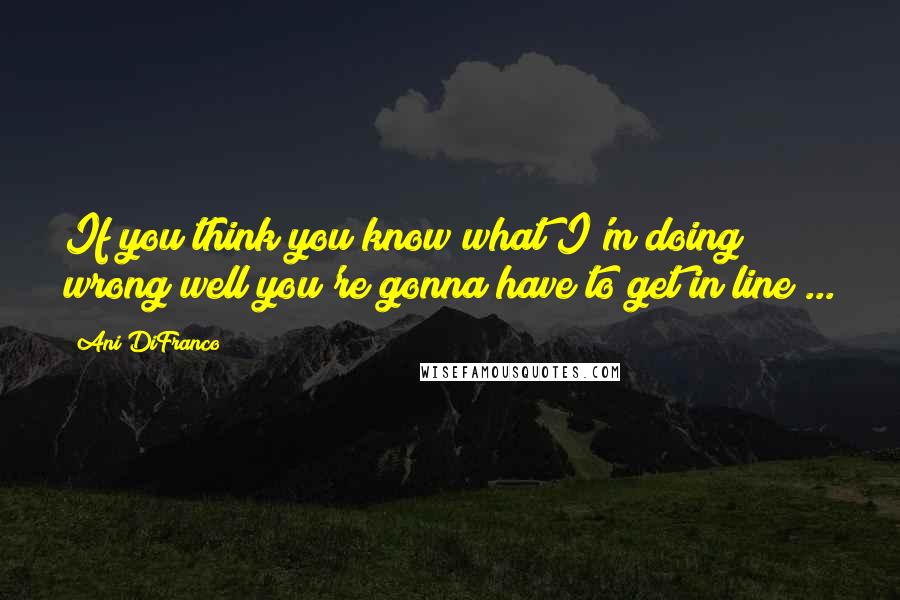 Ani DiFranco Quotes: If you think you know what I'm doing wrong well you're gonna have to get in line ...