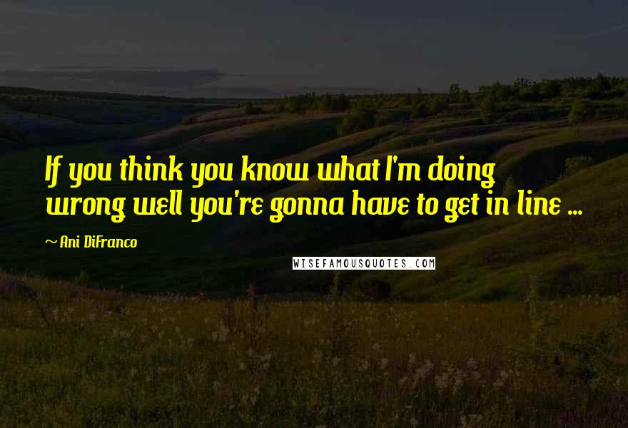 Ani DiFranco Quotes: If you think you know what I'm doing wrong well you're gonna have to get in line ...