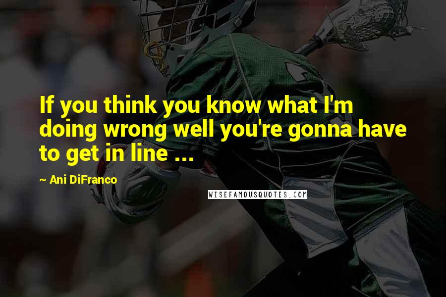 Ani DiFranco Quotes: If you think you know what I'm doing wrong well you're gonna have to get in line ...