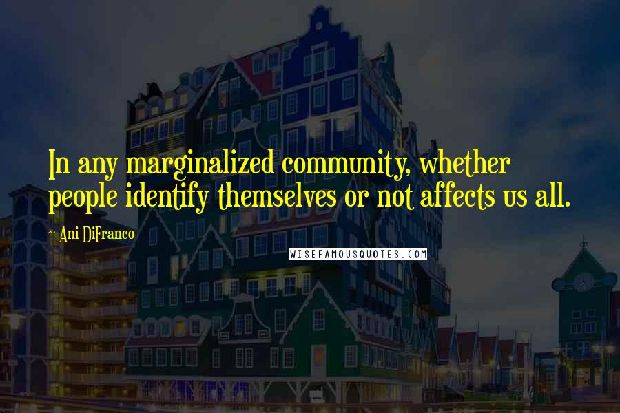 Ani DiFranco Quotes: In any marginalized community, whether people identify themselves or not affects us all.