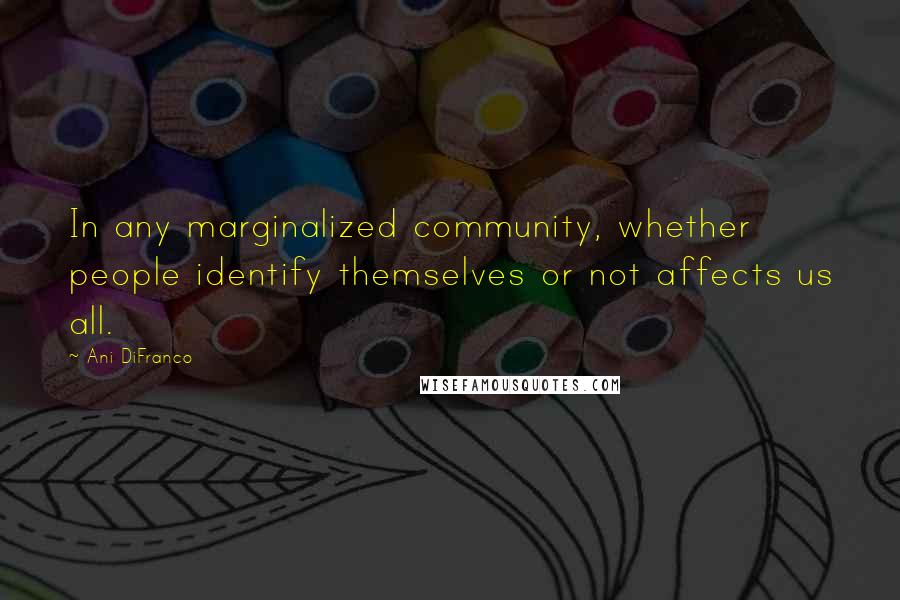 Ani DiFranco Quotes: In any marginalized community, whether people identify themselves or not affects us all.