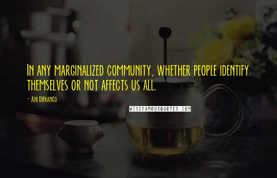 Ani DiFranco Quotes: In any marginalized community, whether people identify themselves or not affects us all.